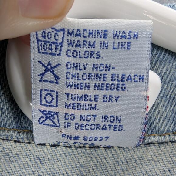 Vintage TYCA Cat Jean Jacket Mens Extra Large Cotton Made in USA Lt Wash Denim - Picture 6 of 11